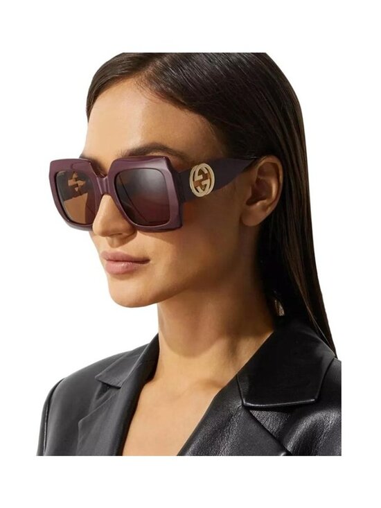 Gucci GG1022S 007 Sunglasses Brown Square Frame, Brown Lenses main image 12